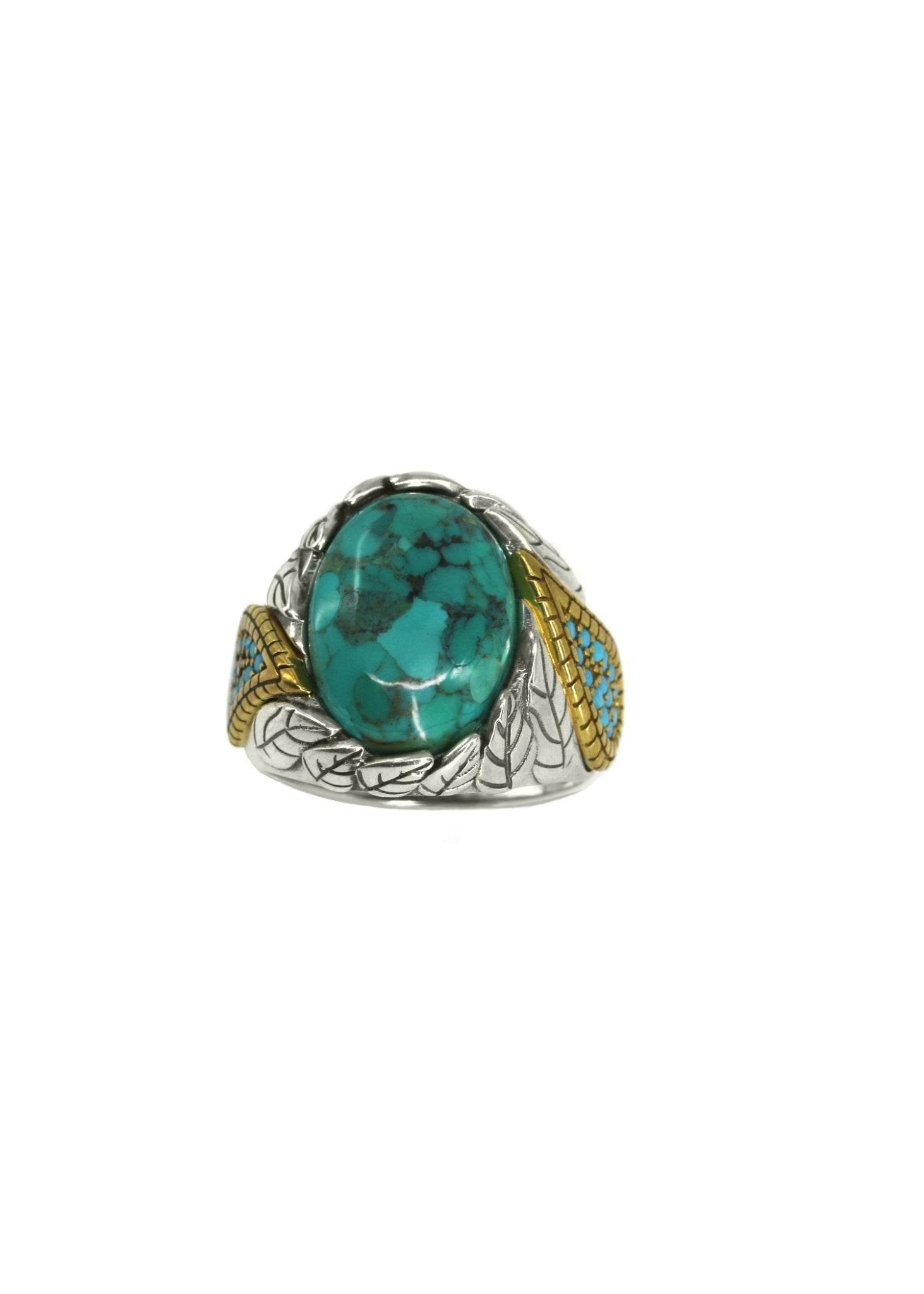 Men’s 925 Silver Turquoise Ring – Handmade Gift – Elegant Emirati Design - Yadman Emarati