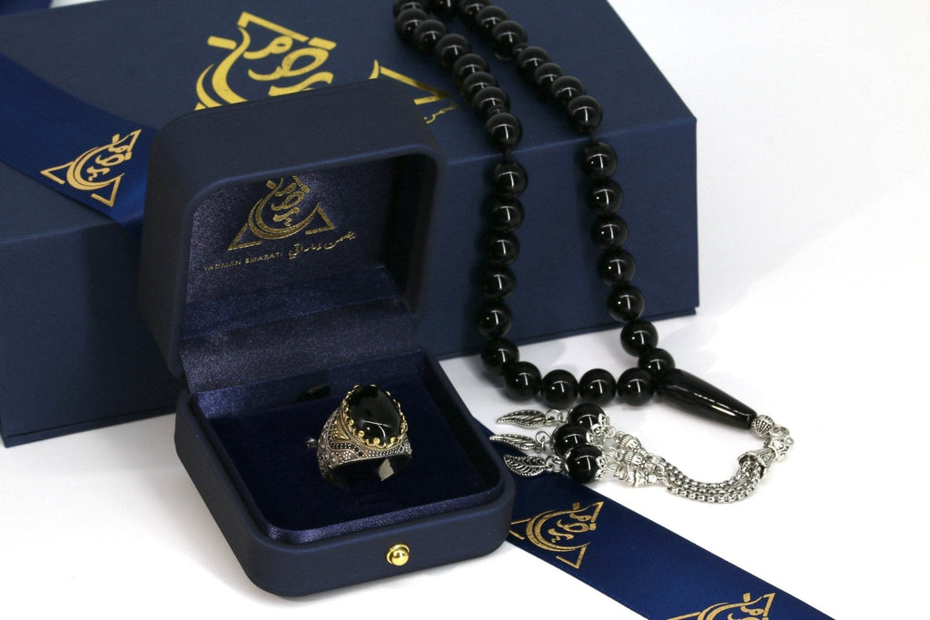 Close-up of black onyx ring – Islamic and traditional style