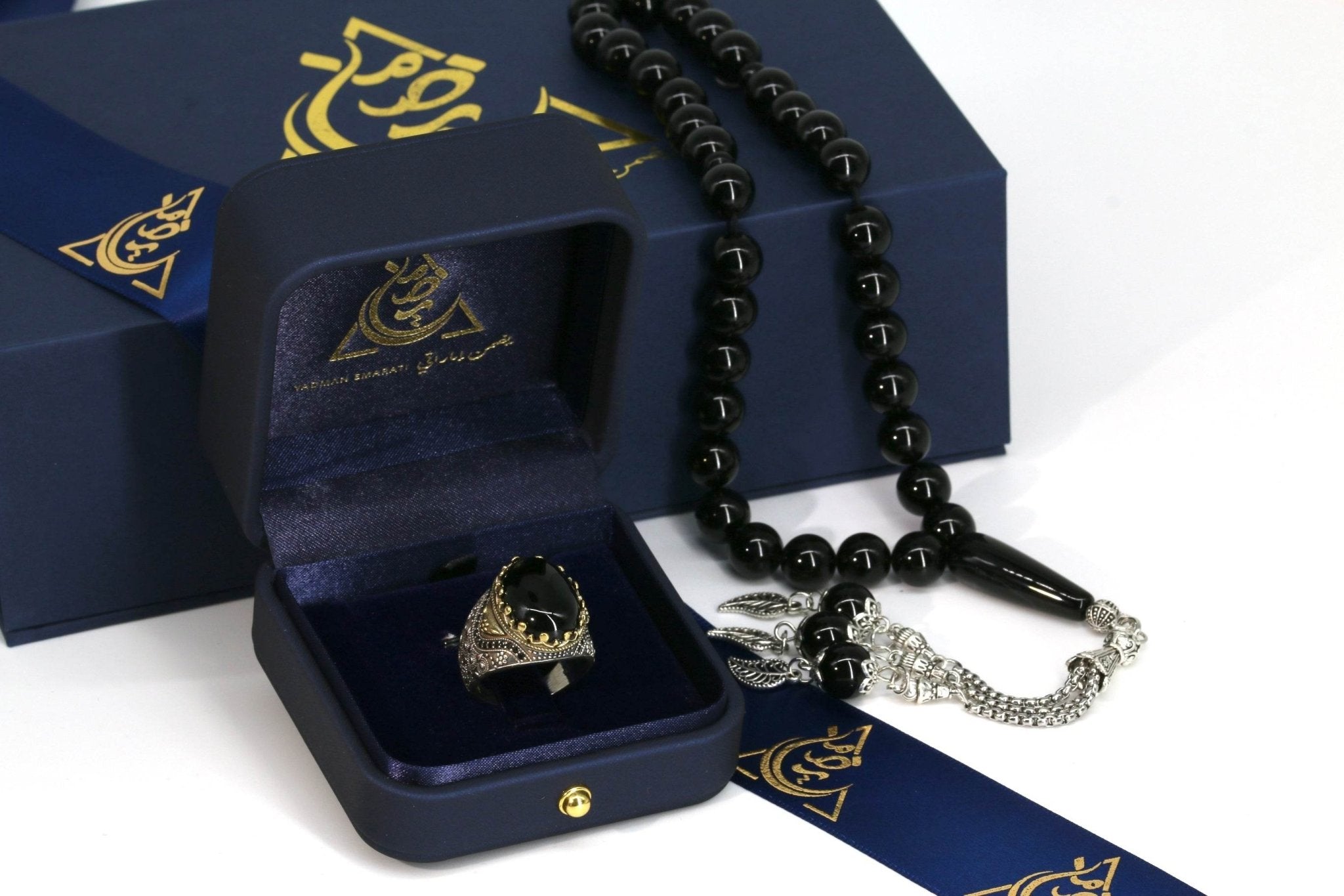 Close-up of black onyx ring – Islamic and traditional style