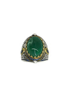 Close-up of green agate gemstone ring, handcrafted in the UAE