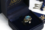 Men’s handcrafted ring with natural labradorite stone set in S925 sterling silver