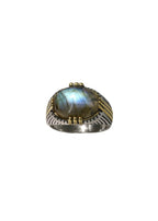 Natural labradorite ring for men, handcrafted in the UAE with spiritual symbolism