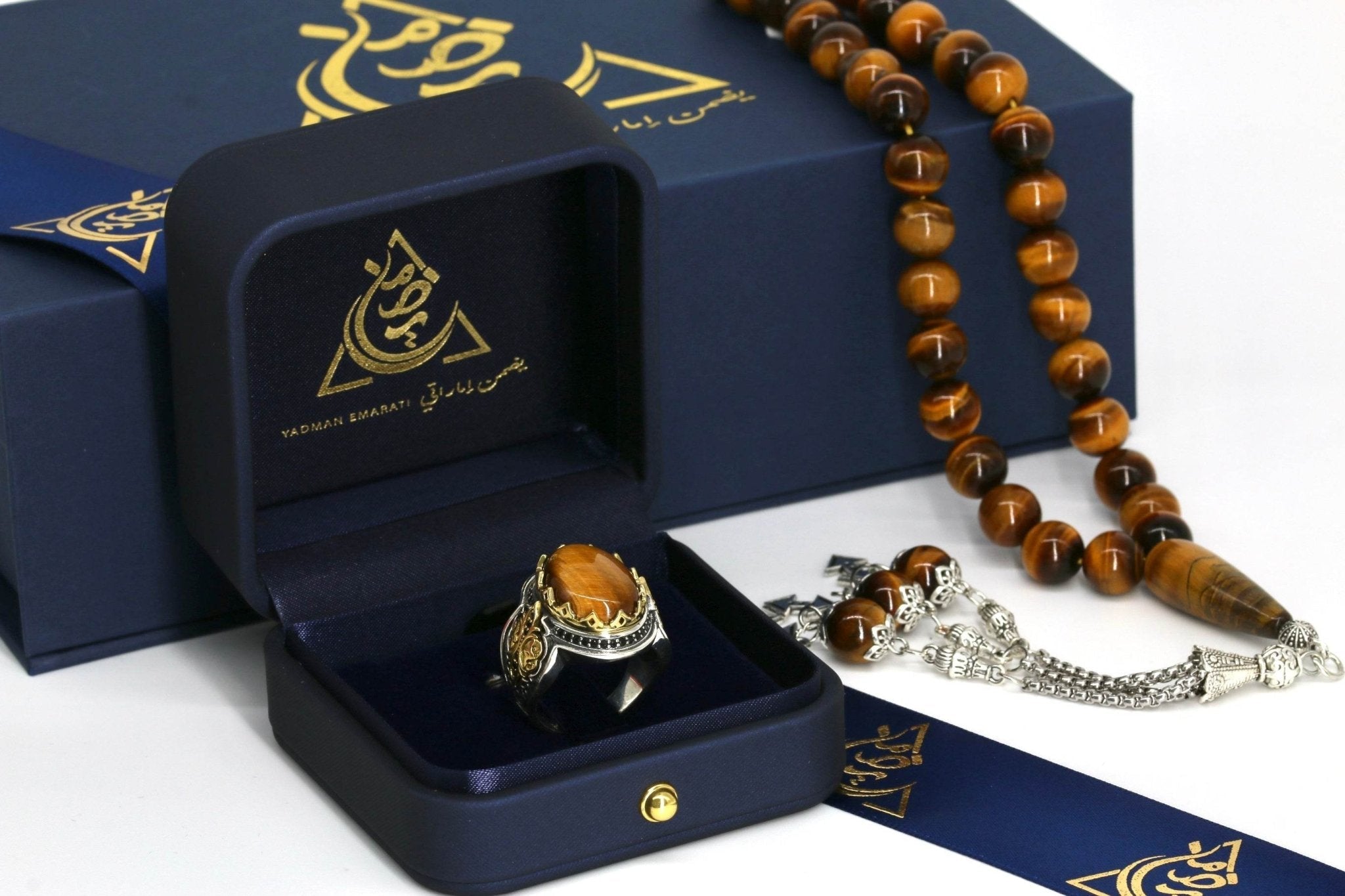Islamic-style men’s ring with natural tiger eye, symbolizing strength and clarity