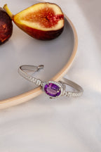 Natural Amethyst Bracelet – 18K White Gold Plated Silver - Yadman Emarati