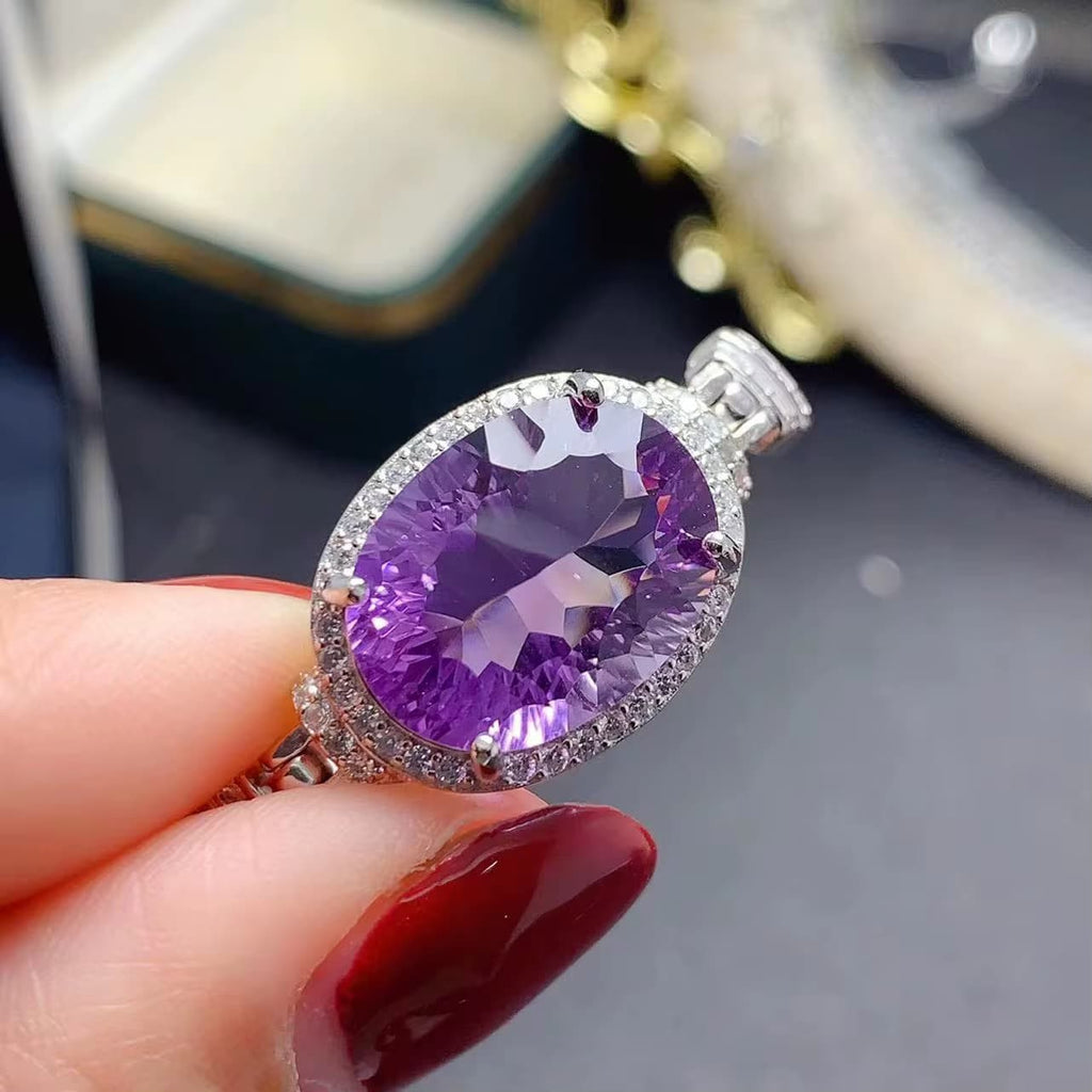 Natural Amethyst Bracelet – 18K White Gold Plated Silver - Yadman Emarati