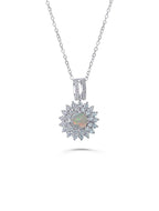Natural white opal sunburst necklace for women