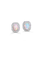 Natural white opal stud earrings in silver