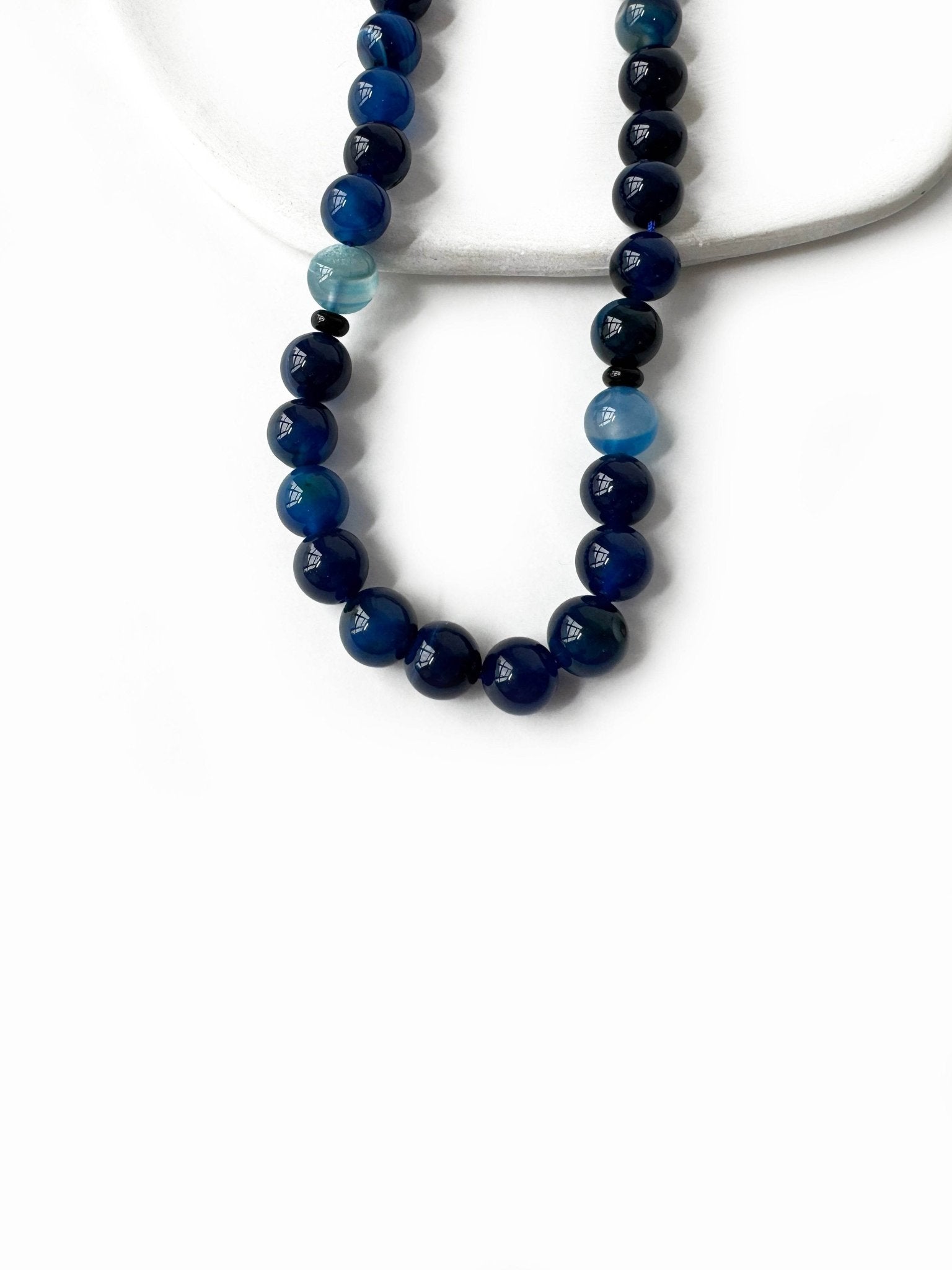 Elegant tasbih for men and women made from large blue agate beads