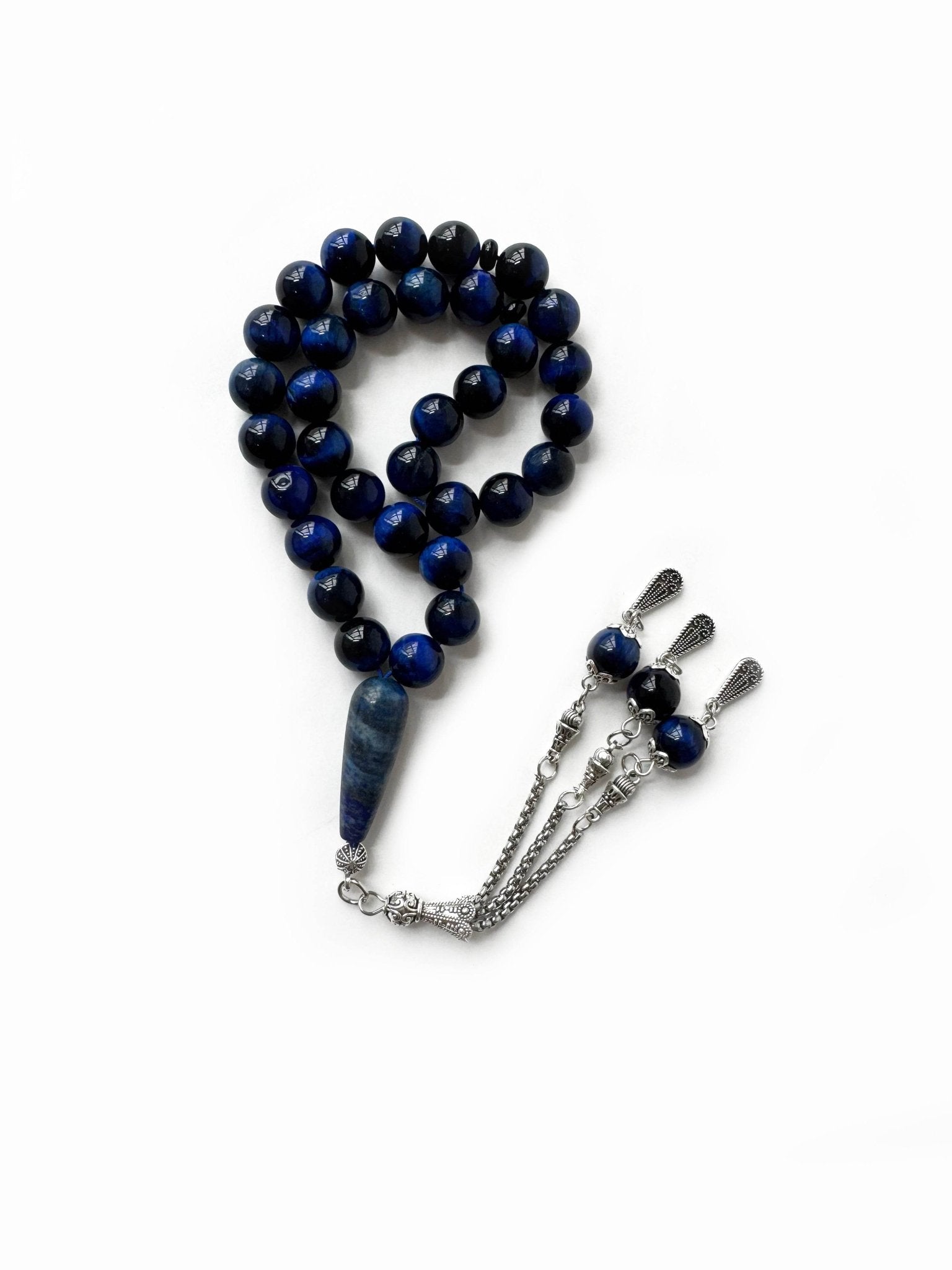 Islamic misbaha made with natural blue tiger eye 8mm beads – 33 count tasbih