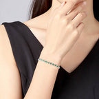 “Elegant jade and zirconia bracelet with durable platinum plating