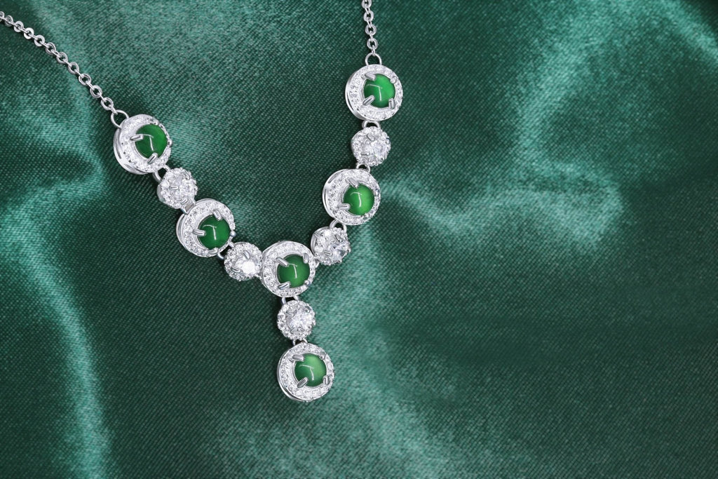 Spiritual jewelry featuring natural jade stones and zircon – gift for her