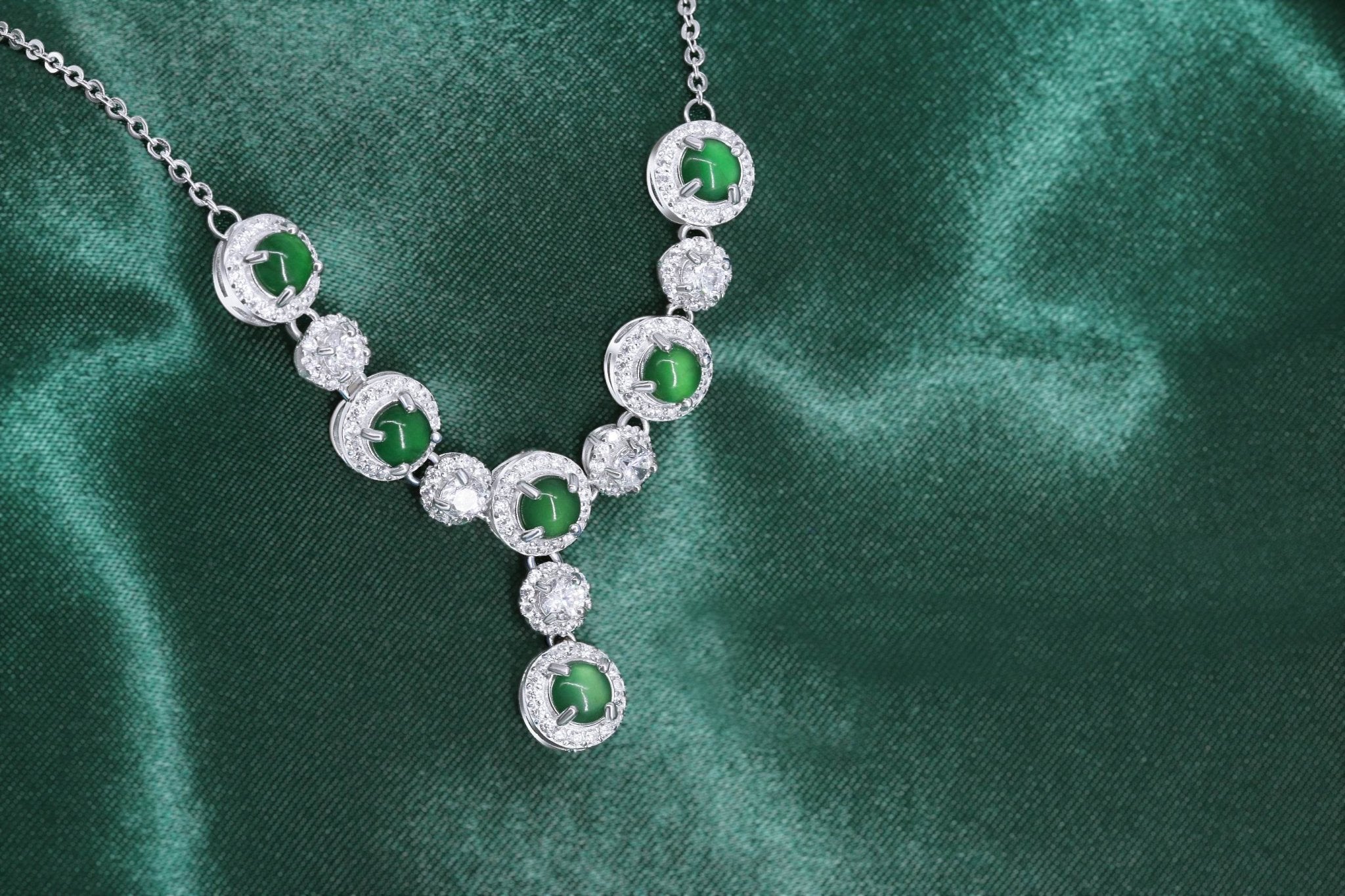 Spiritual jewelry featuring natural jade stones and zircon – gift for her