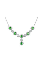 Luxury women’s necklace with genuine jade and clear zircon accents