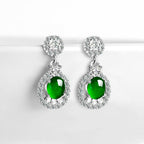 925 silver earrings with jade and platinum plating – feminine design
