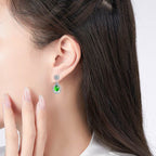 Elegant jade drop earrings for women with sparkling halo design