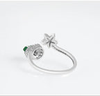 Delicate jade and zirconia ring with open flower detail