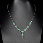Elegant platinum-finished necklace with jade drops – lightweight design