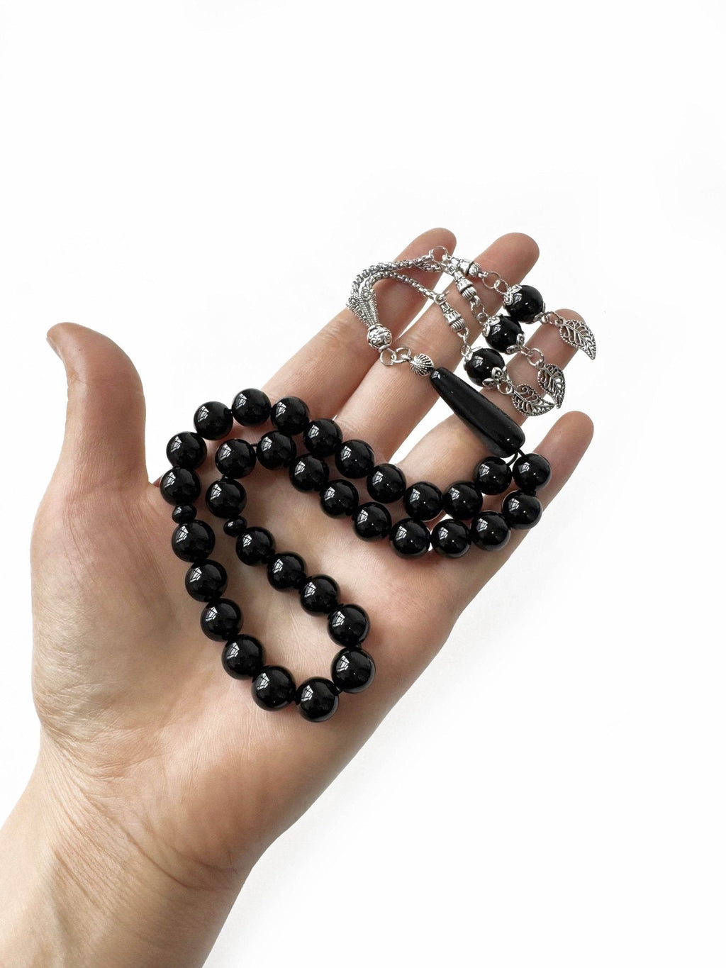 Islamic tasbih made of black onyx – spiritual 33 bead dhikr tool