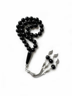 Natural black onyx misbaha with 33 polished 10mm prayer beads
