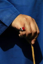 Luxury platinum plated men's ring with natural gemstone