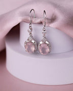 Natural Rose Quartz Earrings – Platinum - Plated Silver | The Rosalina Collection - Yadman Emarati