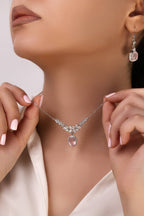 Natural Rose Quartz Necklace – Platinum - Plated Silver | The Rosalina Collection - Yadman Emarati