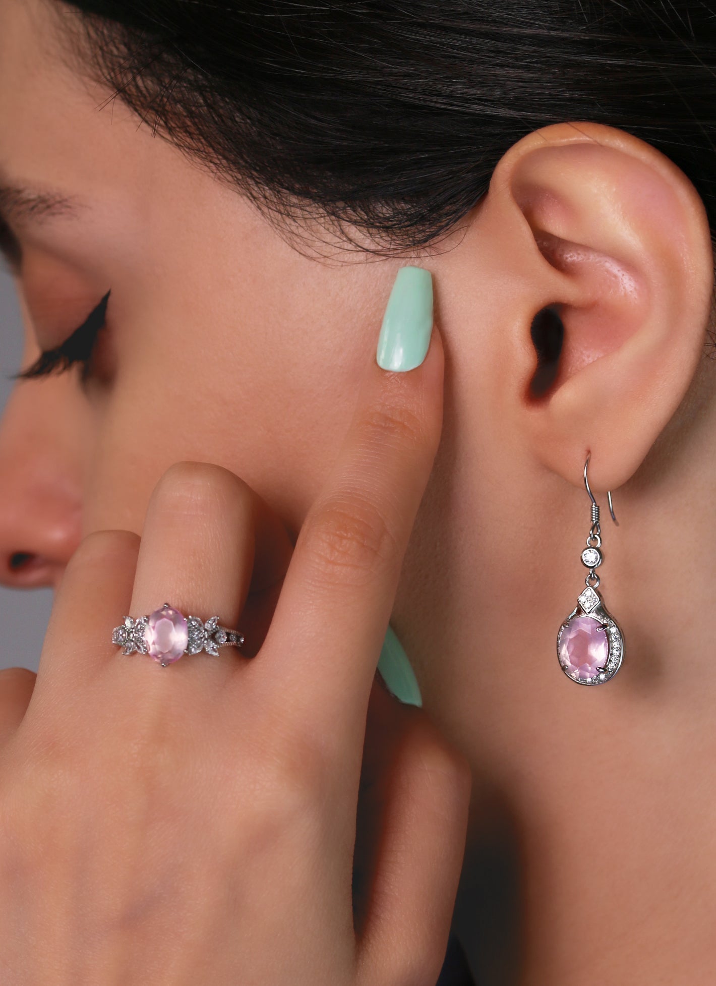 Feminine pink gemstone ring for women – The Rosalina Collection