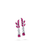 Natural ruby earrings with platinum-plated sterling silver and zirconia accents