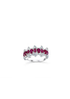 Crown-shaped ruby and zirconia ring for women