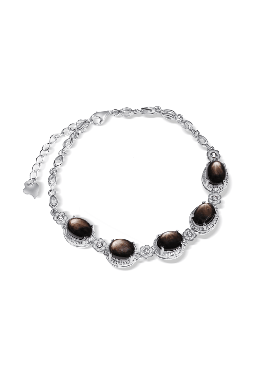 Natural star sapphire women's bracelet 18K gold plated silver