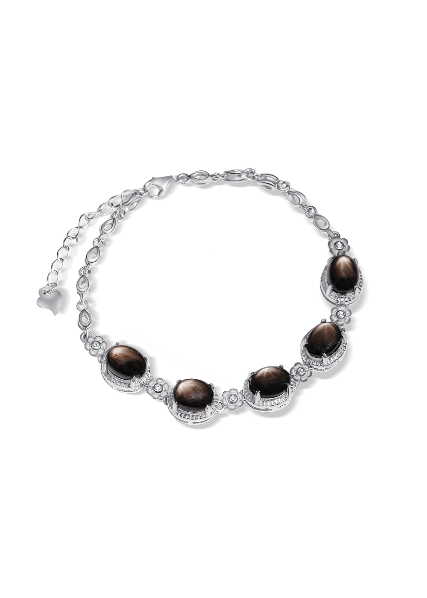 Natural star sapphire women's bracelet 18K gold plated silver