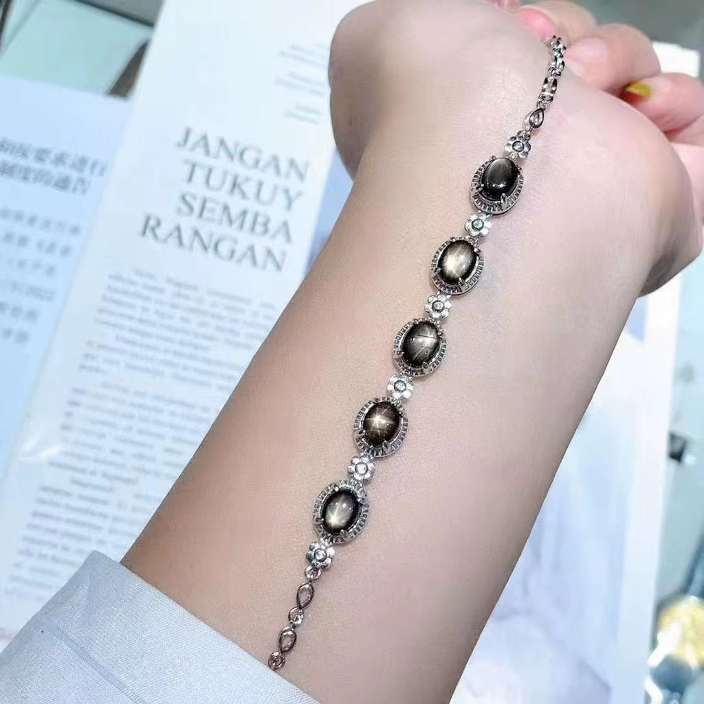 Natural Star Sapphire 18K Gold Plated Sterling Silver Women's Bracelet (Order to Make) - Yadman Emarati