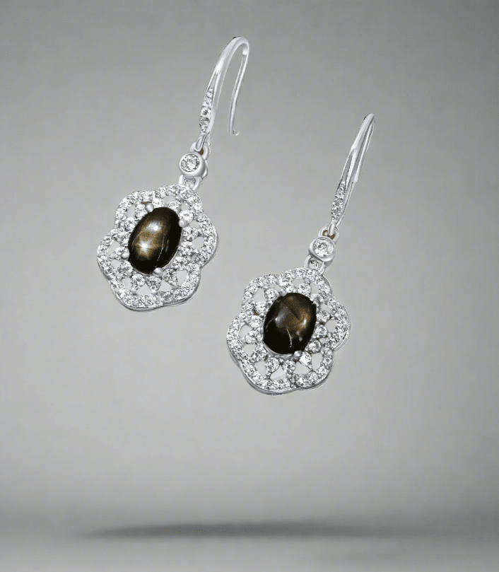 She is Eclipsa collection star sapphire earrings for women