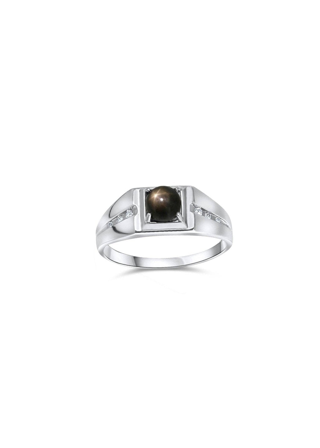 Elegant men's ring with brown star sapphire and minimal design