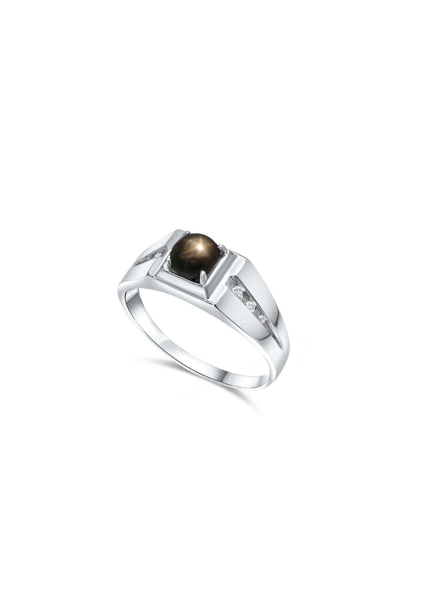 Natural star sapphire men’s ring in 18K gold-plated sterling silver
