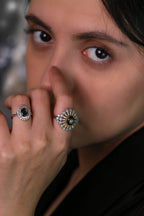 Natural star sapphire women’s ring in 18K gold-plated sterling silver – She is Eclipsa