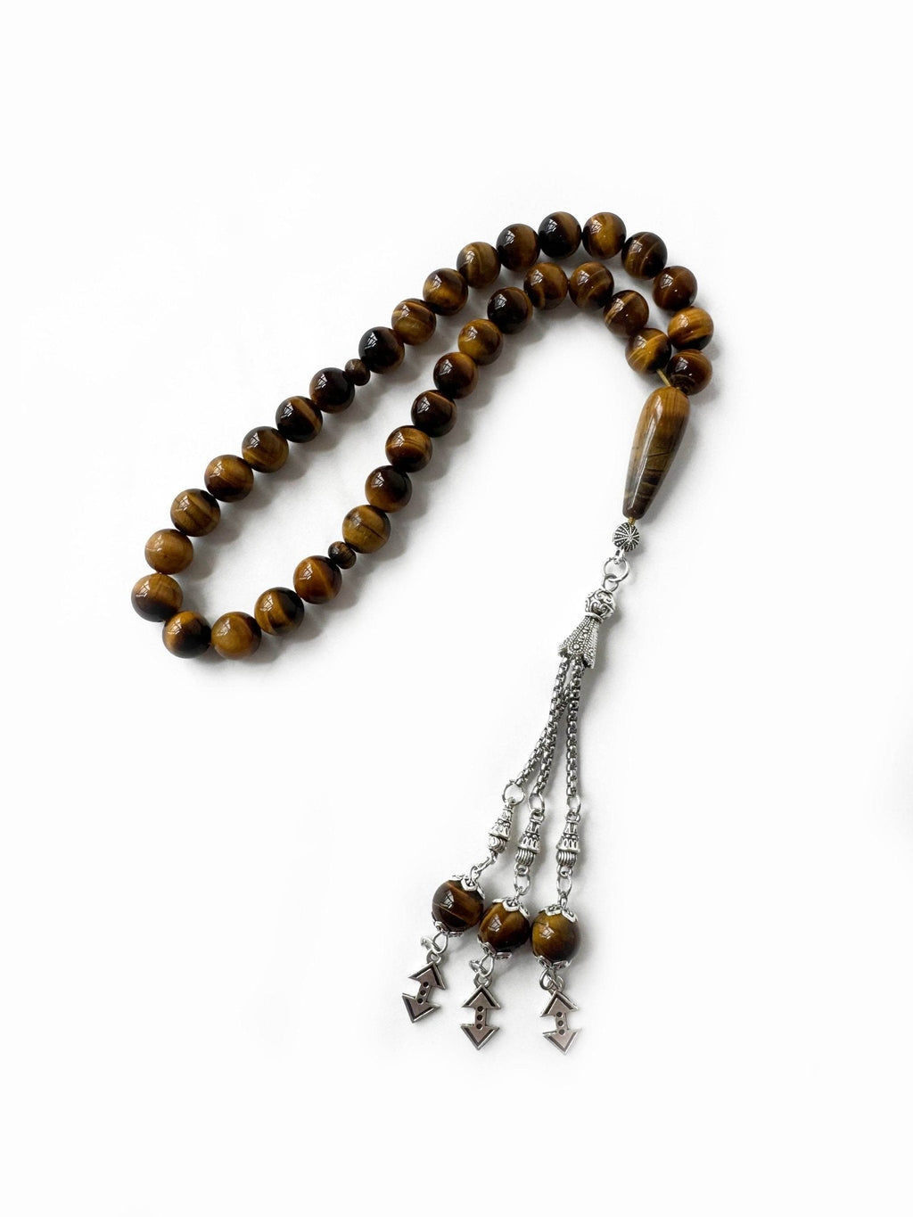 Natural tiger eye Islamic misbaha with 33 polished 10mm beads