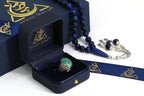 Natural turquoise men's ring in platinum-plated 925 silver with antique accents – Firouz Collection