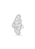 Handmade women’s ring with natural white opals in fan design