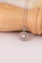 Natural White Opal Sunburst Pendant Necklace – Platinum - Plated Silver | She is Opalin Collection - Yadman Emarati