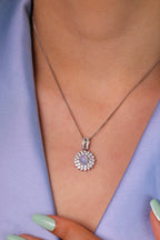 Platinum-plated silver opal necklace