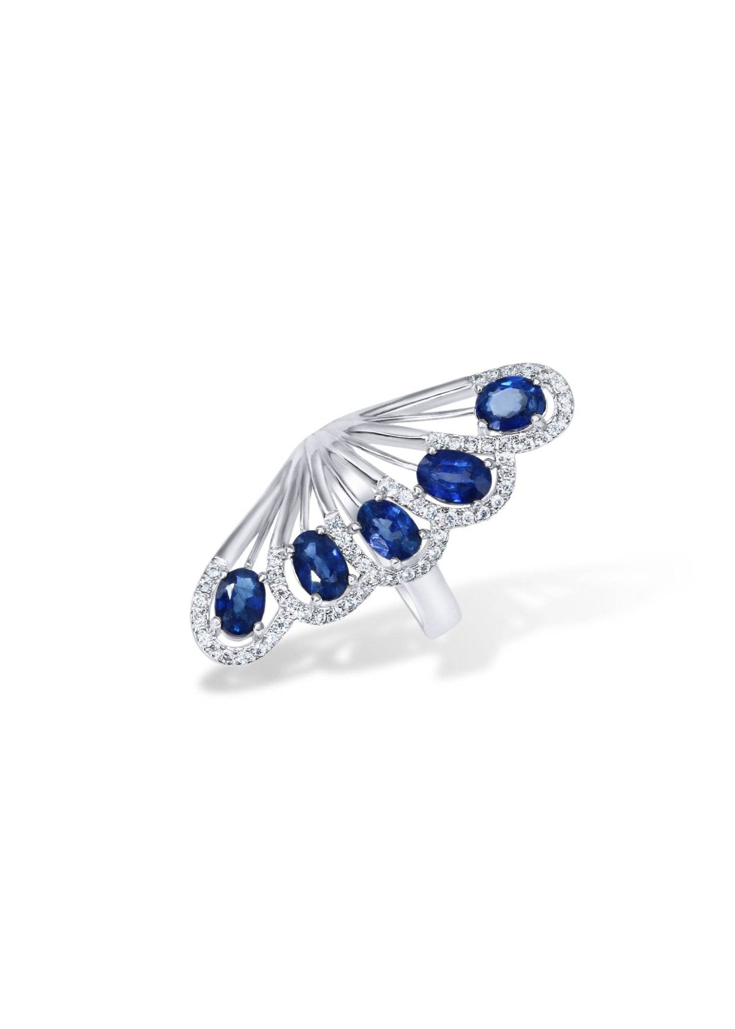  Natural blue sapphire and platinum plated silver ring – Nyxsara Collection