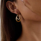 Pearlétique Sculptural Pearl Oval Drop Earrings - 18k Gold PVD Plated Stainless Steel & Waterproof - Yadman UK