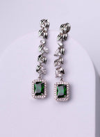 Platinum - Plated Green Zirconia Earrings – The Zamrud Collection - Yadman Emarati