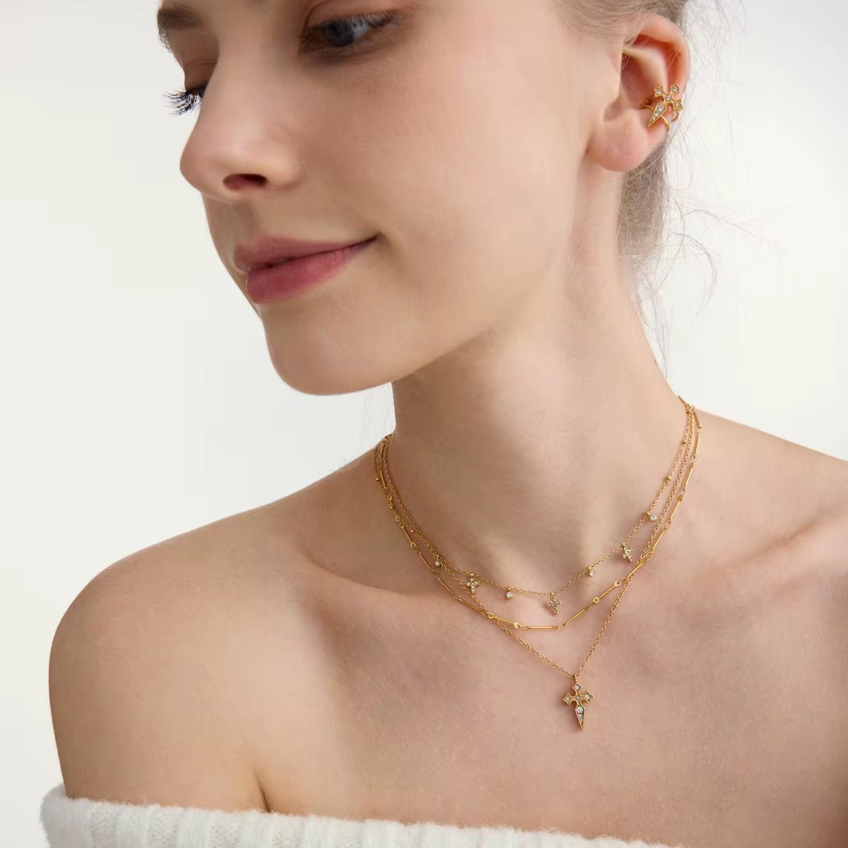 18K Gold Vermeil Cross Necklace for Women