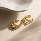 Prism Charm Dangling 1 piece Ear Cuff - 18k Gold PVD Plated Stainless Steel & Waterproof - Yadman UK