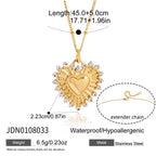 Gold Heart Necklace with Crystals