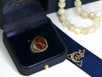 Islamic men’s ring with bold red agate gemstone and silver craftsmanship