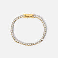 Ritz Solitaire 3mm Crystal Tennis Bracelet - 18k Gold PVD Plated Stainless Steel & Waterproof - Yadman UK