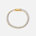 Ritz Solitaire 3mm Crystal Tennis Bracelet - 18k Gold PVD Plated Stainless Steel & Waterproof - Yadman UK